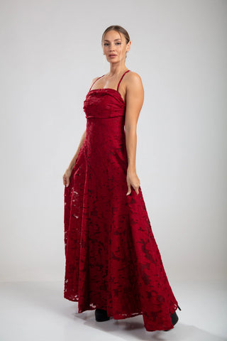 שמלת רוזל – אדום בורדו