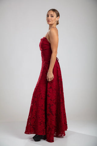 שמלת רוזל – אדום בורדו