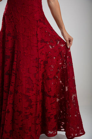 שמלת רוזל – אדום בורדו