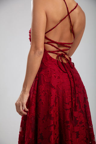 שמלת רוזל – אדום בורדו