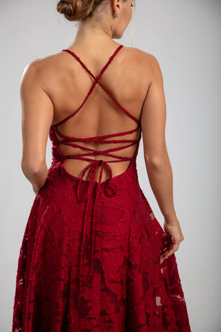 שמלת רוזל – אדום בורדו