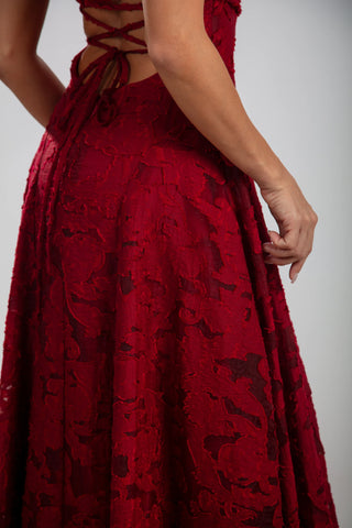 שמלת רוזל – אדום בורדו