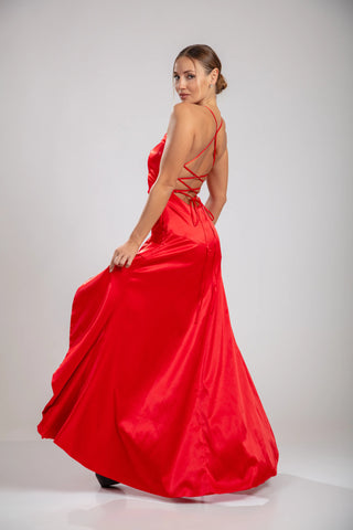 Solène Cascade Dress - Crimson Red