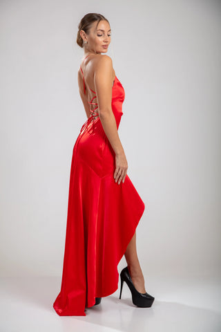 Solène Cascade Dress - Crimson Red