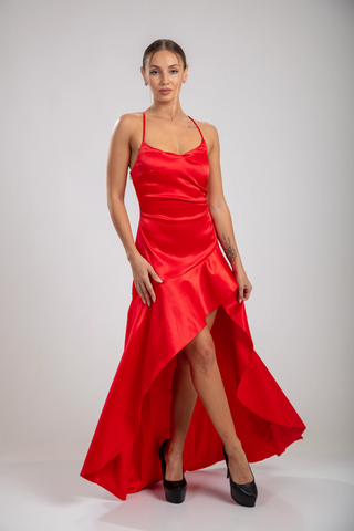 Solène Cascade Dress - Crimson Red