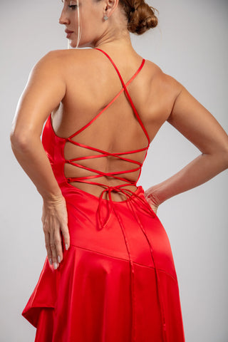 Solène Cascade Dress - Crimson Red