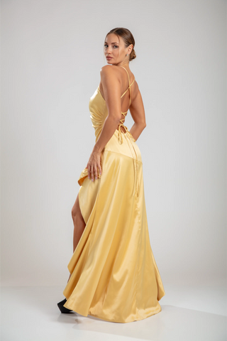 Solène Cascade Dress - Lemon