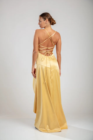 Solène Cascade Dress - Lemon