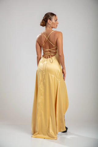 Solène Cascade Dress - Lemon