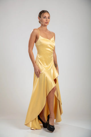 Solène Cascade Dress - Lemon
