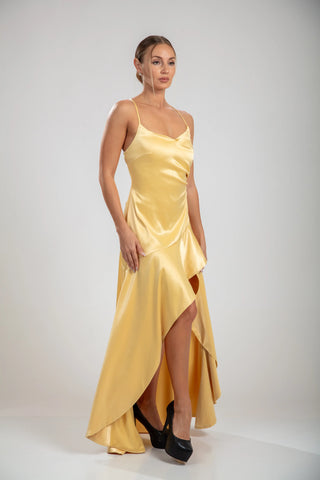 Solène Cascade Dress - Lemon