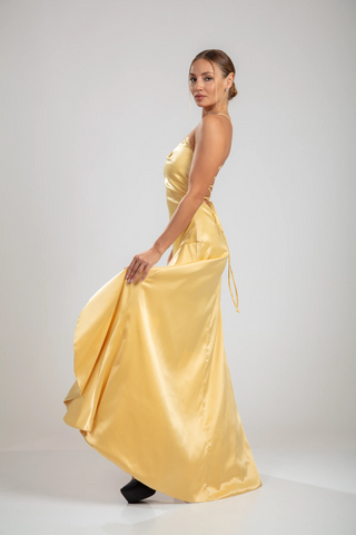 Solène Cascade Dress - Lemon
