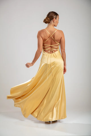 Solène Cascade Dress - Lemon