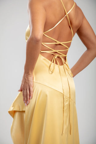 Solène Cascade Dress - Lemon