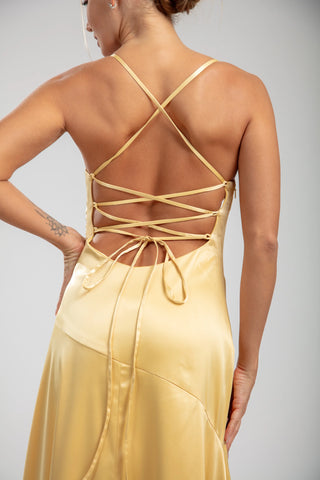 Solène Cascade Dress - Lemon