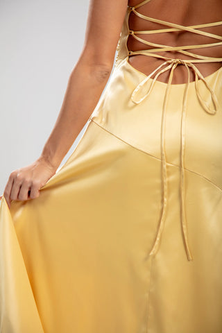 Solène Cascade Dress - Lemon