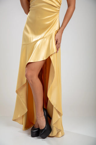 Solène Cascade Dress - Lemon