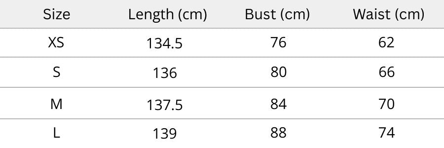 Améliane Polka Dot Skirt Size Chart