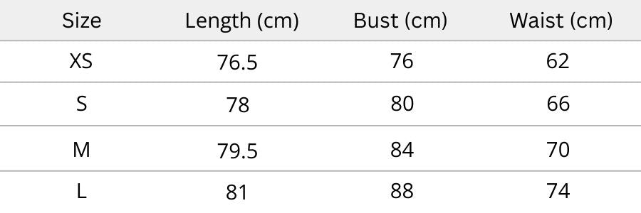 Eclipsera Mini Dress - Black Size Chart