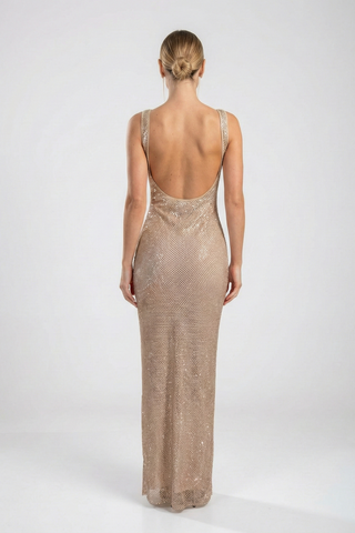 שמלות רשת קריסטל נוקטורן - שמפניה