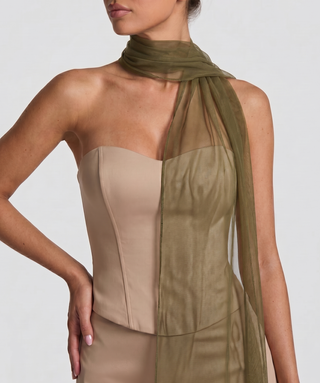 Lucent Veil Scarf — Espresso Olive