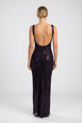 שמלת רשת קריסטל נוקטורן - שחורה