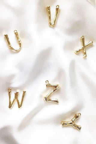 Bamboo Design Letter Pendant Necklace - Alisa