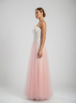 שמלת טול בצבע סומק עם חרוזים אומברה