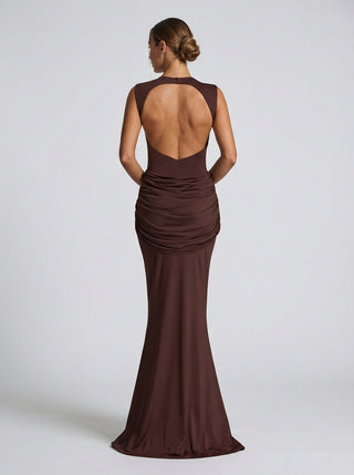 שמלת קליסטה – חום שזיף