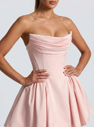 שמלת מיני סלסטין — ורוד סמוק