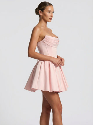 שמלת מיני סלסטין — ורוד סמוק