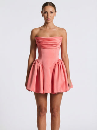 Celestine Mini Dress — Coral Pink