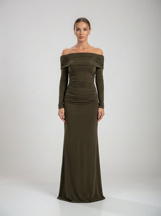 קלאני – שמלת אירועים בצבע זית אובסידיאן