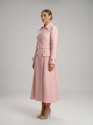 שמלת מעיל טוויד ורודה של מרגו