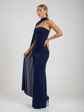 שמלת צעיף נוקטירה — נייבי מבריק