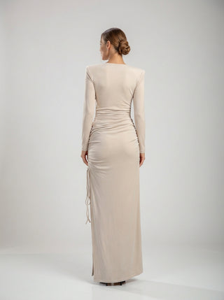 Ruched Long Sleeve Maxi Dress