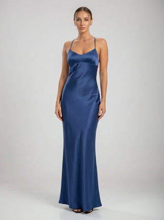שמלות סאטן סרפינה – כחול כהה