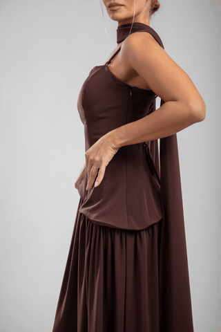 שמלות סרפין – חום שוקולד