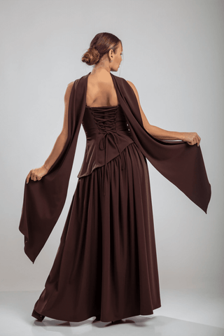 שמלות סרפין – חום שוקולד