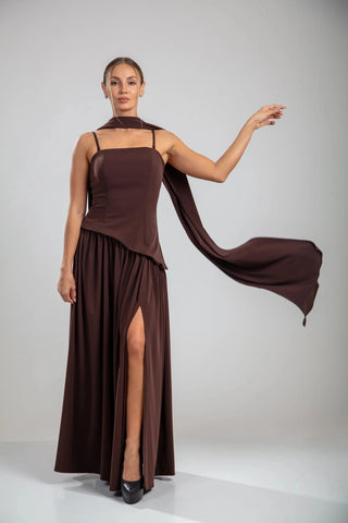 שמלות סרפין – חום שוקולד