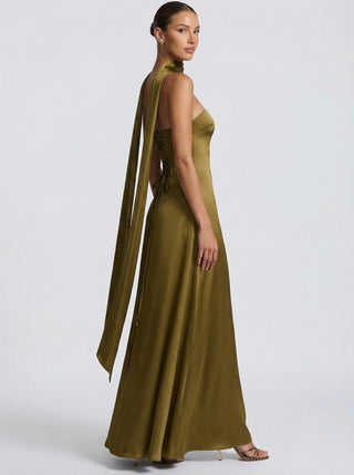 Solara Veil Gown – Olive Green