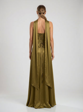 Solara Veil Gown – Olive Green