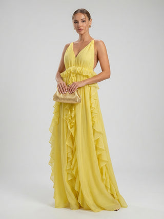 Soleil Ruffled Chiffon Gown