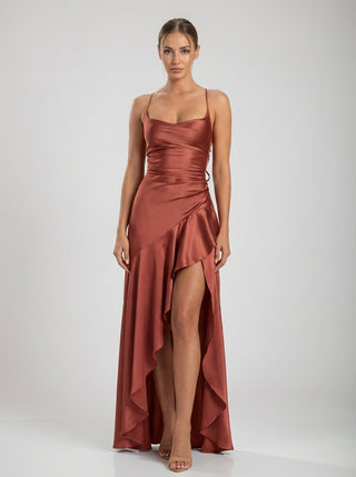 Solène Cascade Gown – Rust
