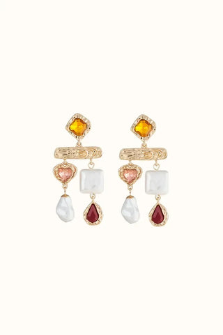 Asymmetric pearl earrings with gemstones - Valeria