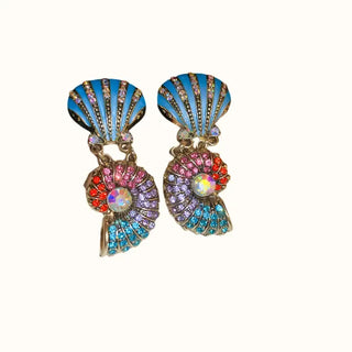 Pearl and star earrings with gemstones - Ilana