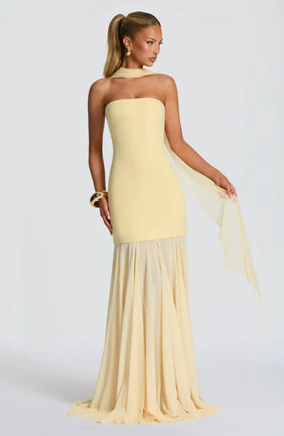 Aurelia Veil Gown – Lemon Yellow