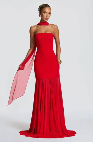 Aurelia Veil Gown – Red