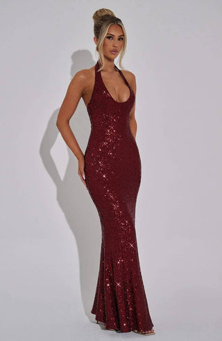 Aurelia Halter Gown — Red Sparkle