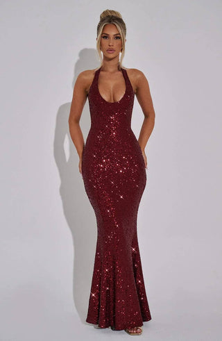 Aurelia Halter Gown — Red Sparkle